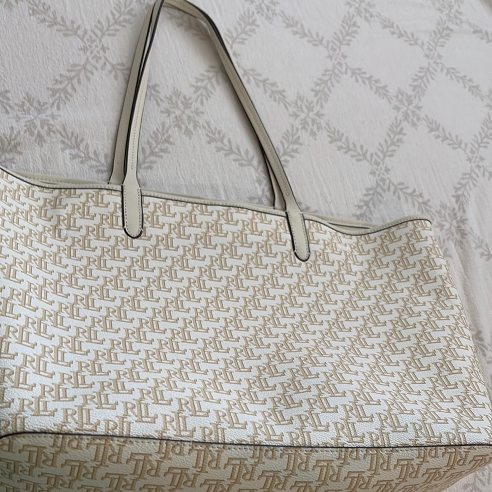 Ralph Lauren Cream and Gold Tote Bag